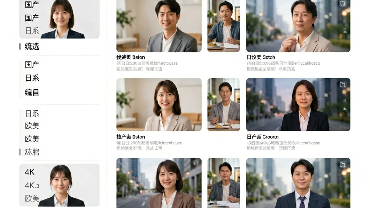 好屌视频平台内容分区页面截图，展示国产、日系、4K等多个分类的最新内容缩略图